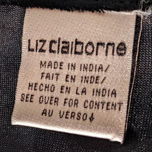 LIZ CLAIBORNE RAYON/POLYESTER BLEND BLACK W/RAISED VELVET FLORAL DESIGN - Picture 4 of 6